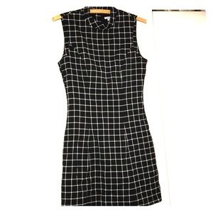 MOC NECK CHECKERED MOD DRESS